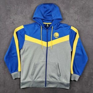 UNK Golden State Warriors Hoodie Mens XL Blue Yellow Gray Full Zip Basketball